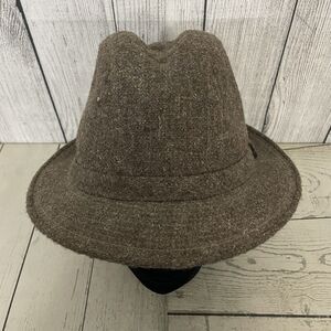 VINTAGE HOPKINS FIFTH AVENUE BROWN WOOL TWEED FEDORA HAT MEN'S M 7 - 7.5